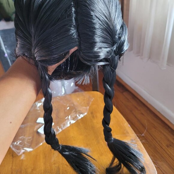 Long Black Braided Wig WEDNESDAY main image 7